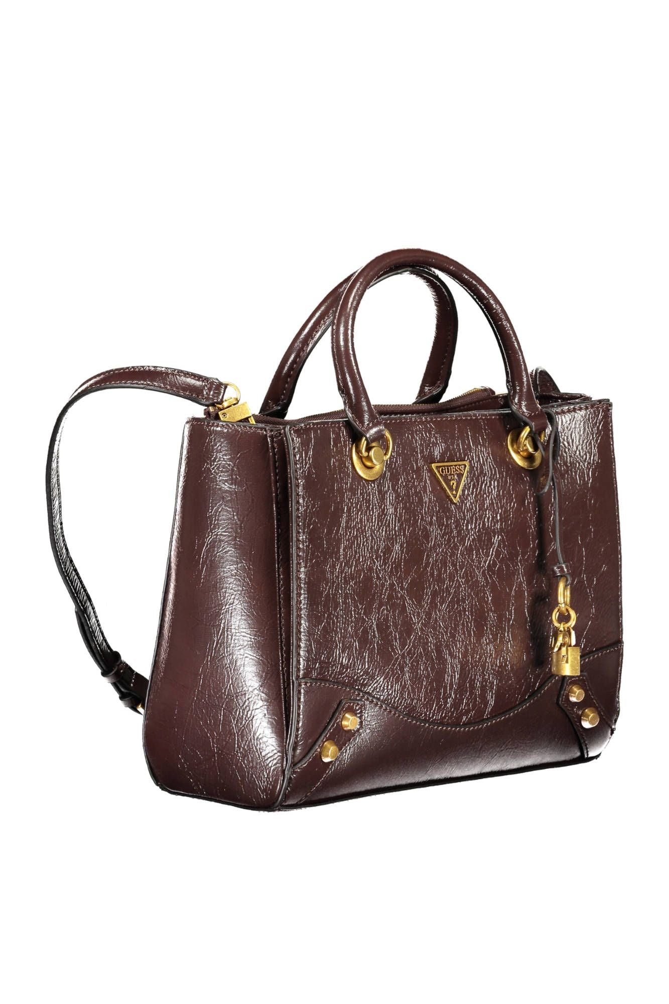 Elegant Brown Polyurethane Handbag with Logo