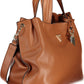 Chic Brown Shoulder Handbag with Contrasting Details