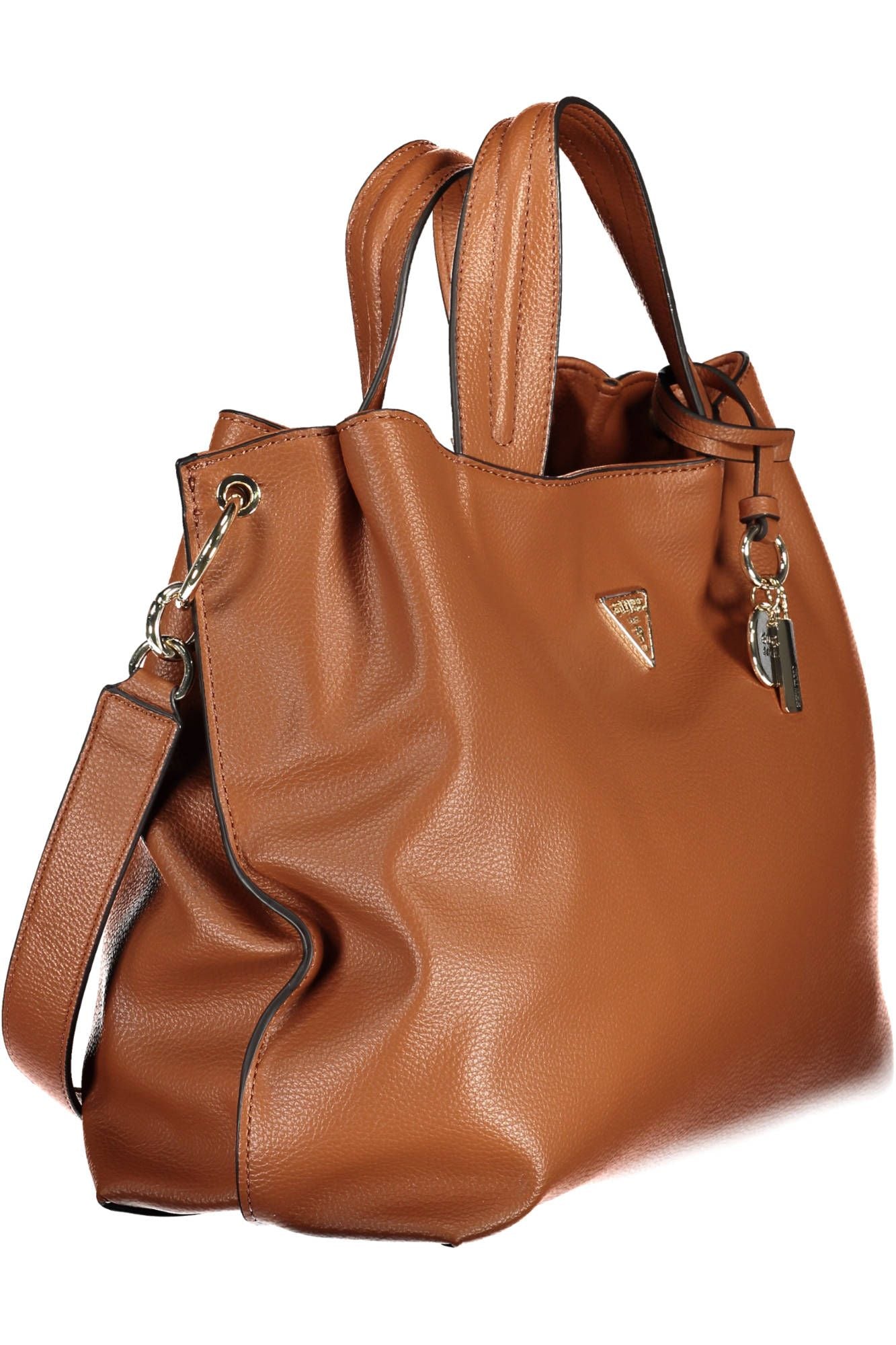 Chic Brown Shoulder Handbag with Contrasting Details