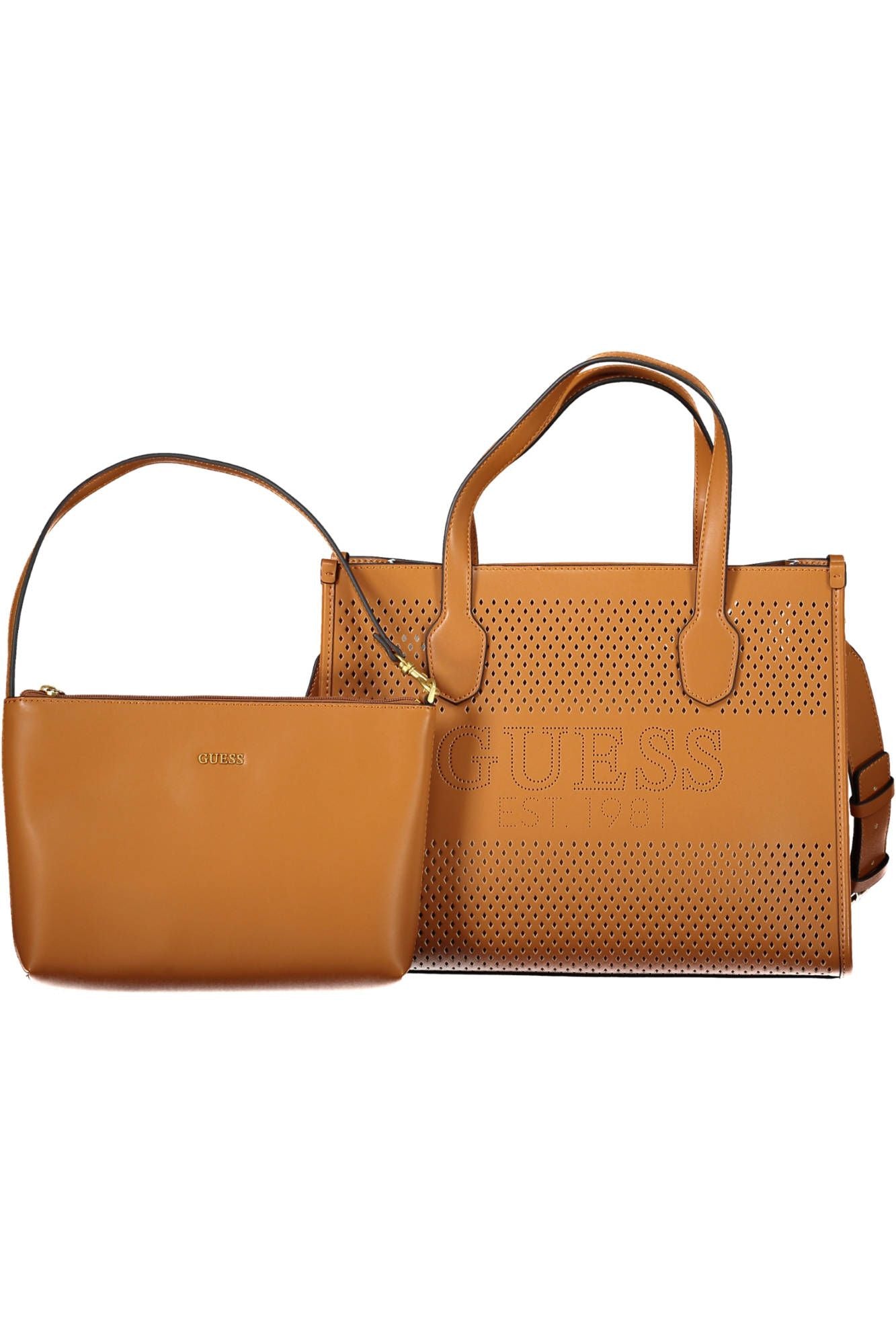 Elegant Brown Handbag with Convertible Pochette