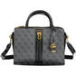Chic Black Polyurethane Satchel with Contrasting Details