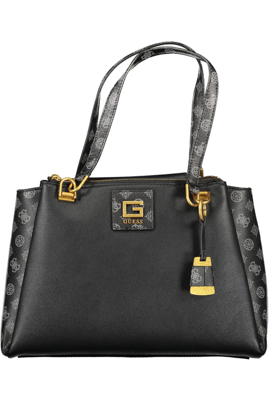 Chic Contrasting Detail Black Handbag