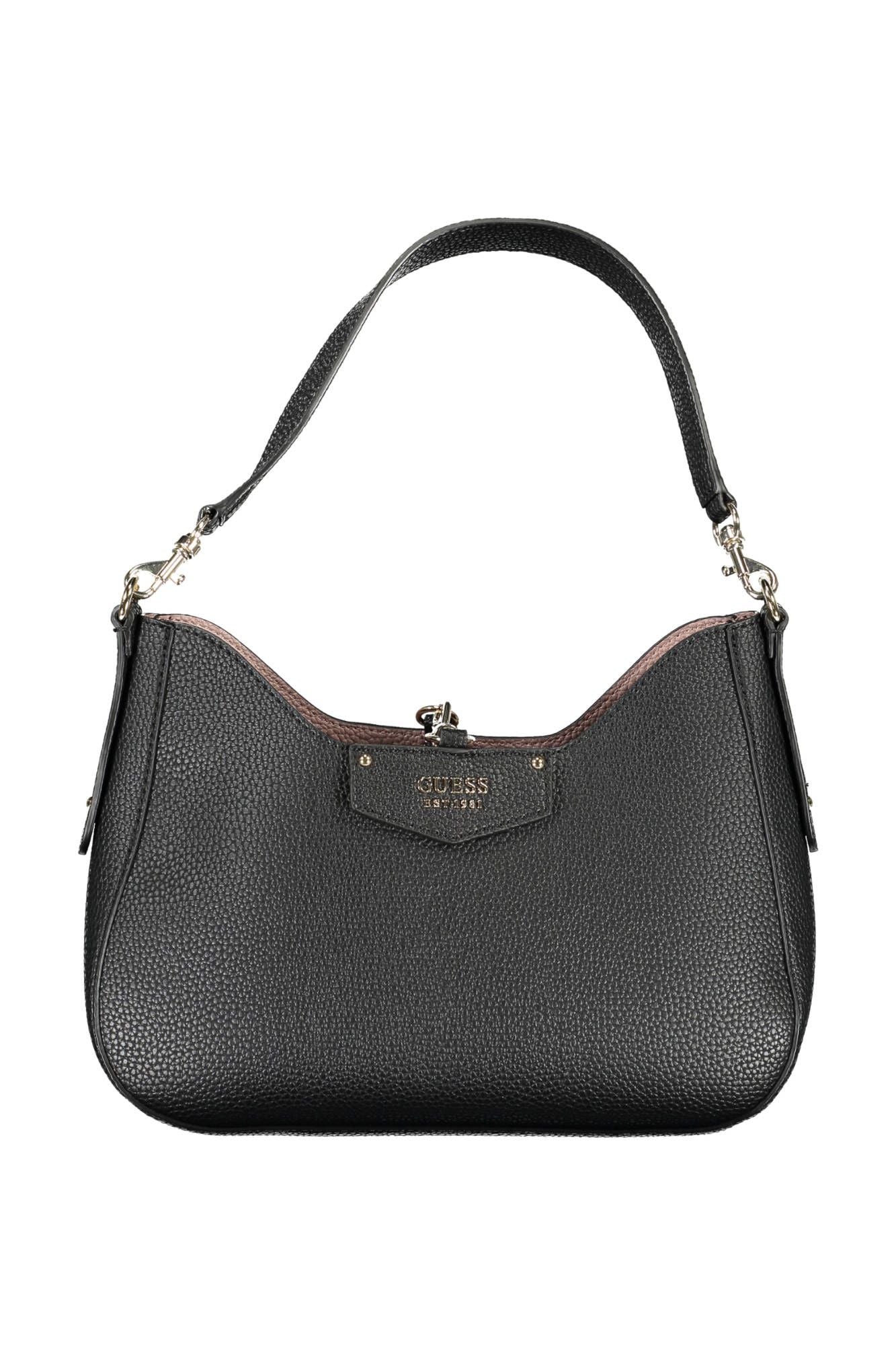 Elegant Black Shoulder Bag with Convertible Pochette