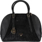 Elegant Black Leather Handbag with Logo Detail