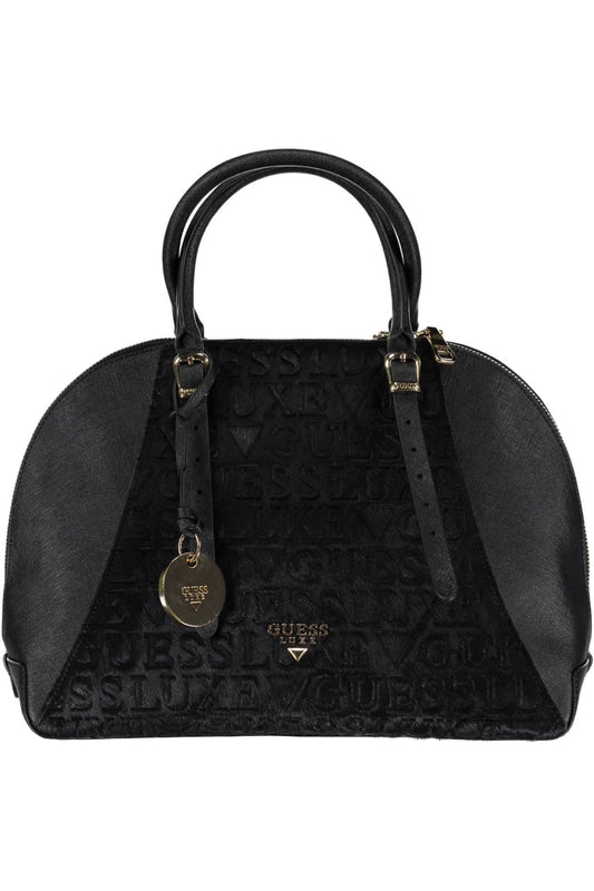 Elegant Black Leather Handbag with Logo Detail