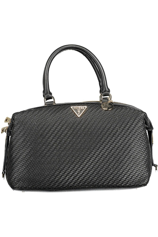 Chic Black Shoulder Bag with Contrasting Details