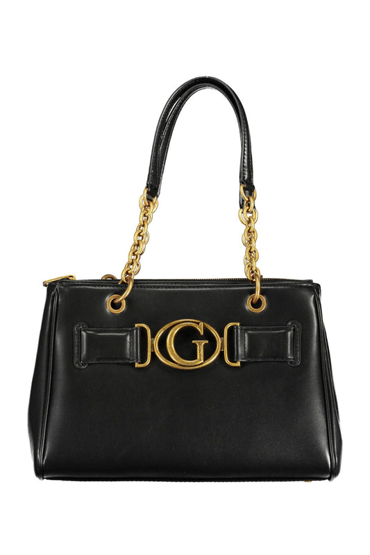 Chic Black Contrasting Detail Dual-Handle Bag