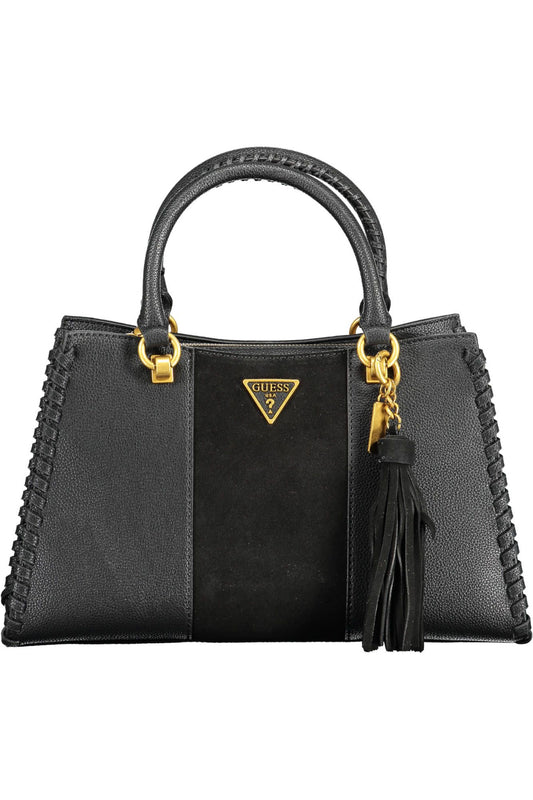 Chic Black Handbag with Contrasting Details