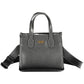 Elegant Black Polyurethane Handbag with Logo Detail
