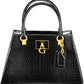 Chic Black Polyurethane Handbag with Contrasting Details