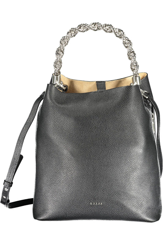 Chic Black Leather Chain-Handle Handbag