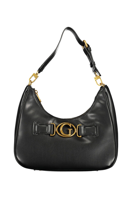 Chic Black Shoulder Bag with Contrasting Details