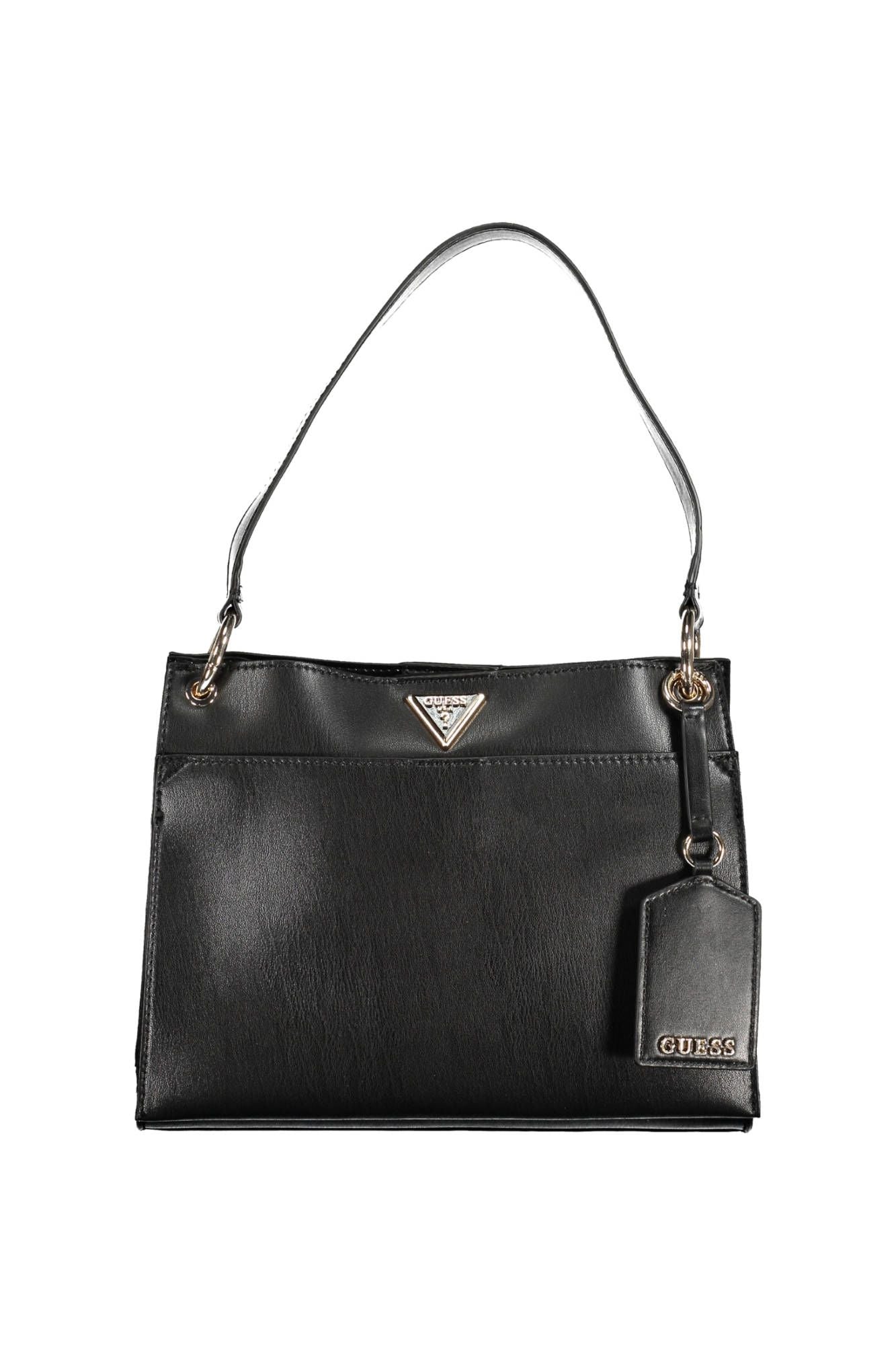 Chic Black Shoulder Bag with Contrasting Details