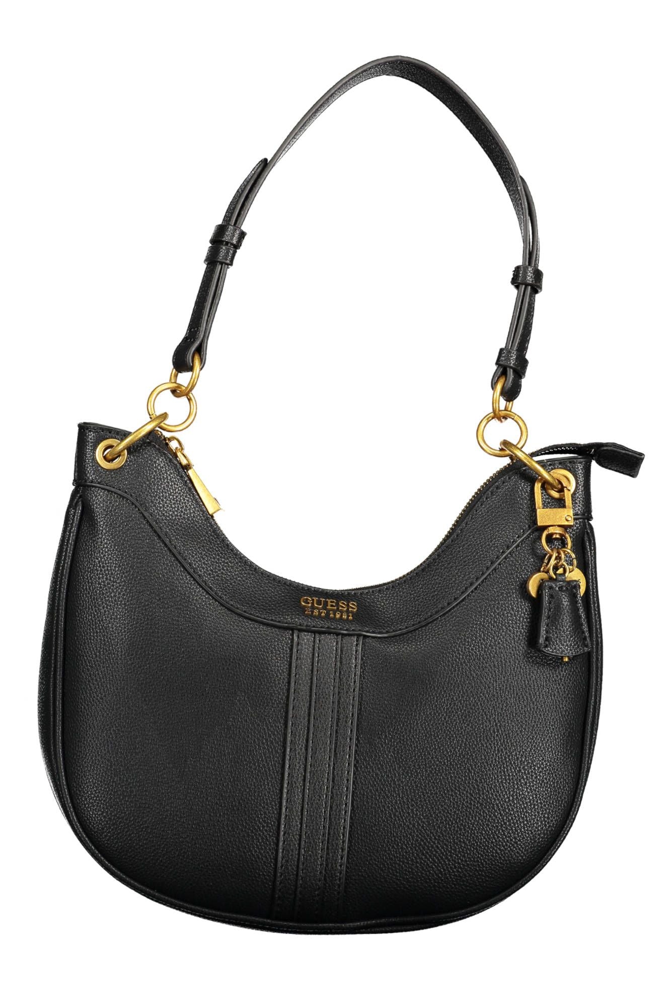 Elegant Black Shoulder Bag with Contrasting Details