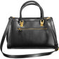 Elegant Black Polyurethane Handbag with Logo