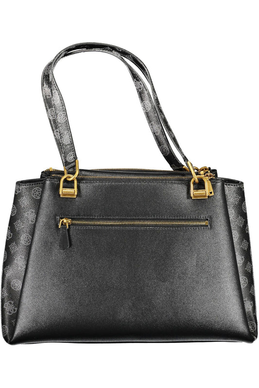 Chic Contrasting Detail Black Handbag