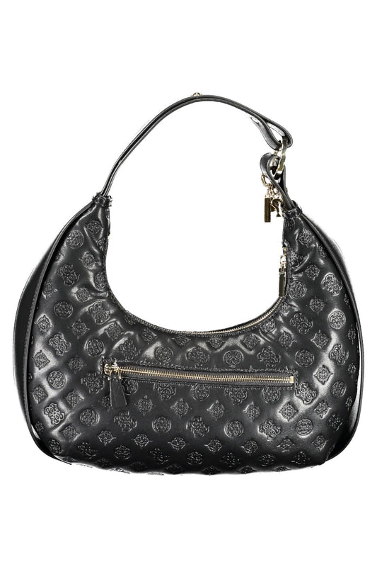 Chic Black Polyurethane Shoulder Handbag