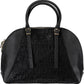 Elegant Black Leather Handbag with Logo Detail