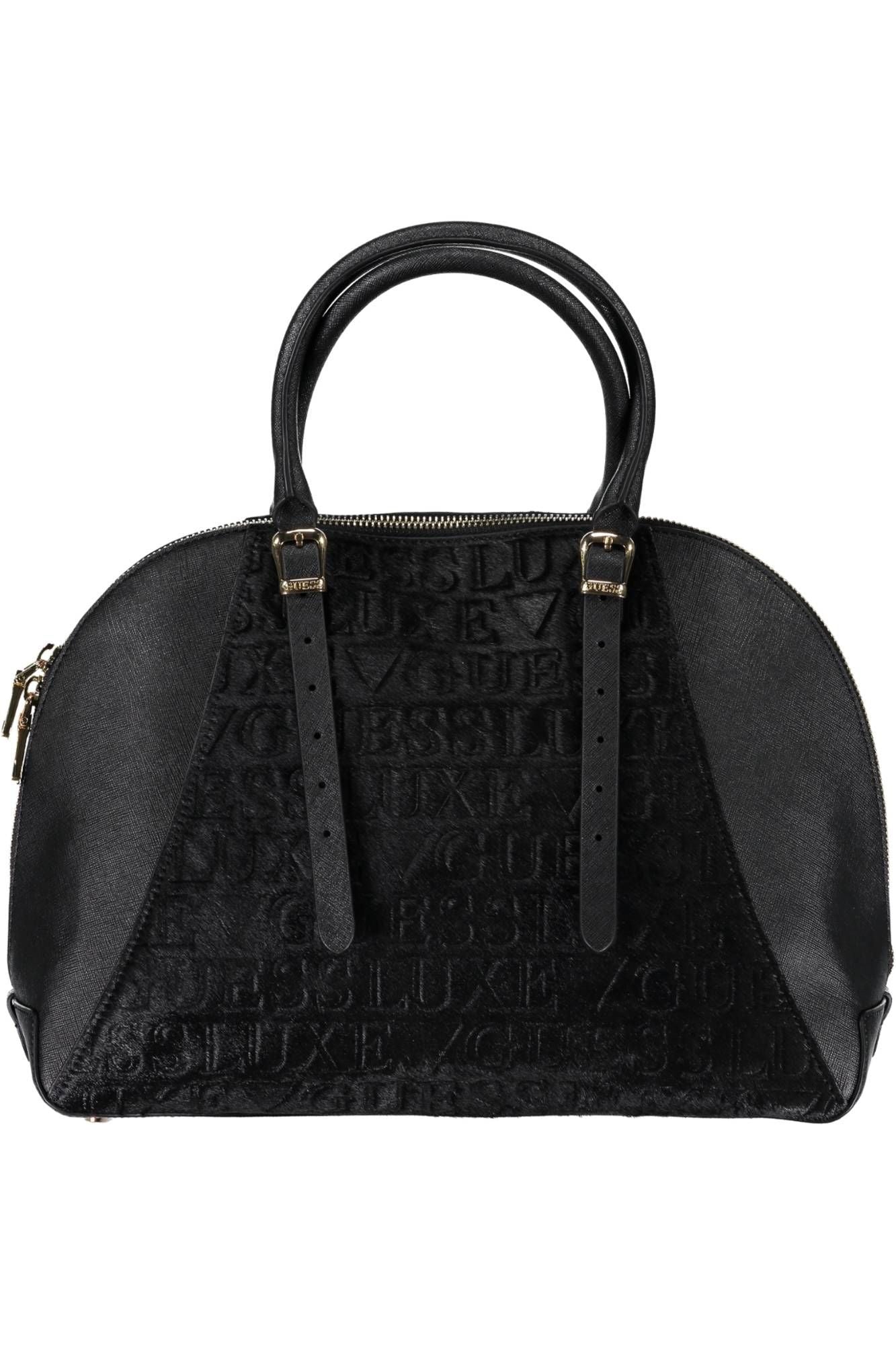 Elegant Black Leather Handbag with Logo Detail