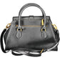 Chic Black Expandable Handbag with Contrasting Details