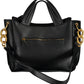 Chic Black Polyurethane Handbag with Contrasting Details