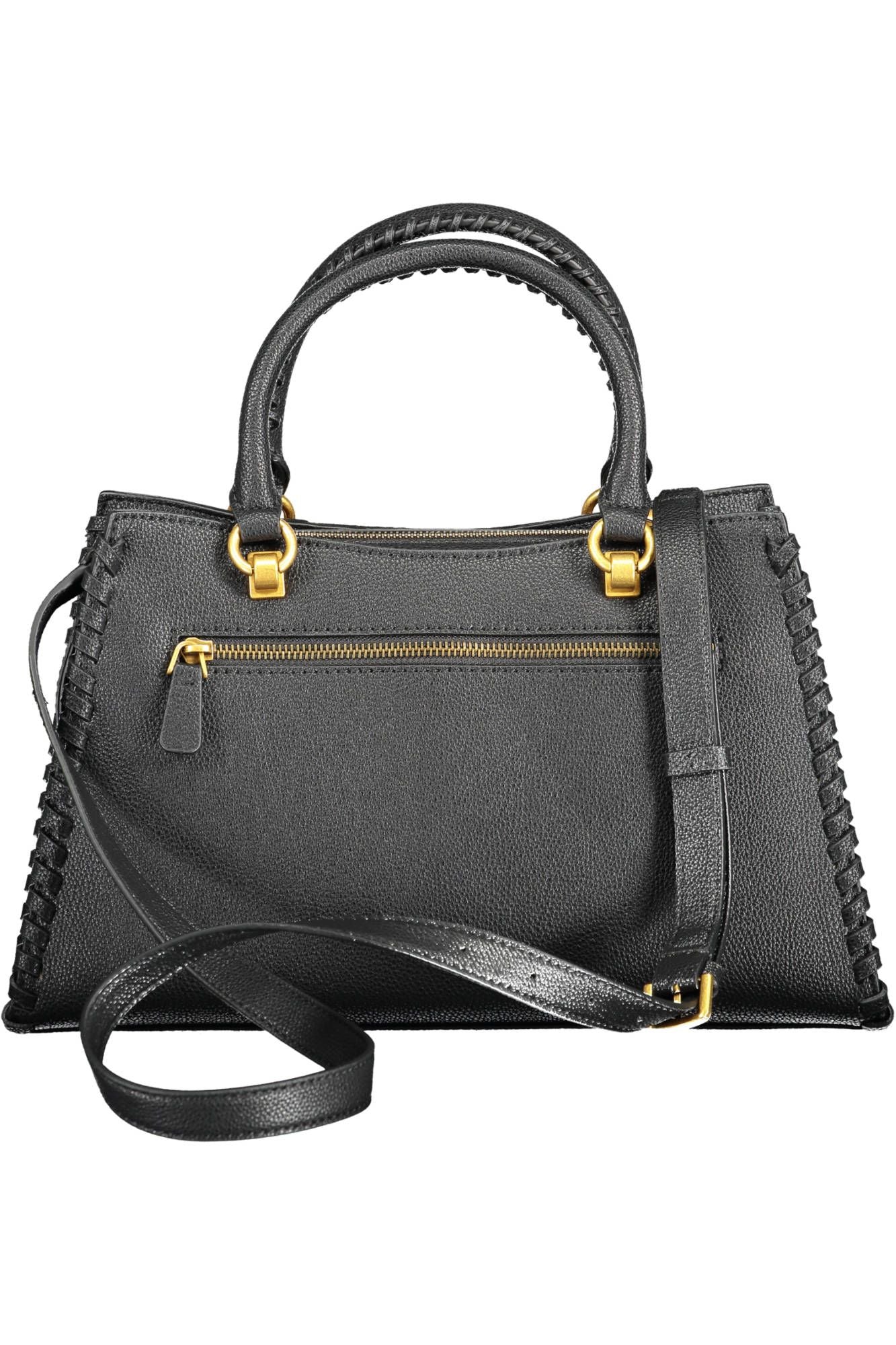 Chic Black Handbag with Contrasting Details