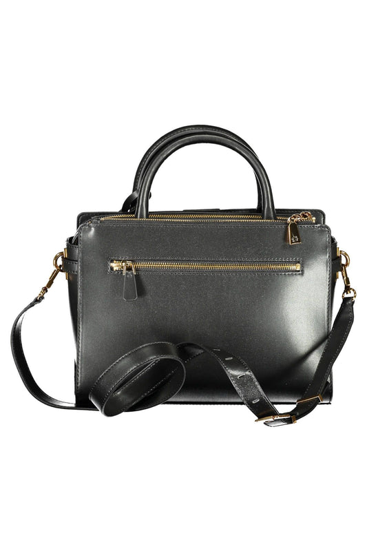 Chic Black Double Handle Handbag with Strap