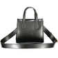 Elegant Black Polyurethane Handbag with Logo Detail