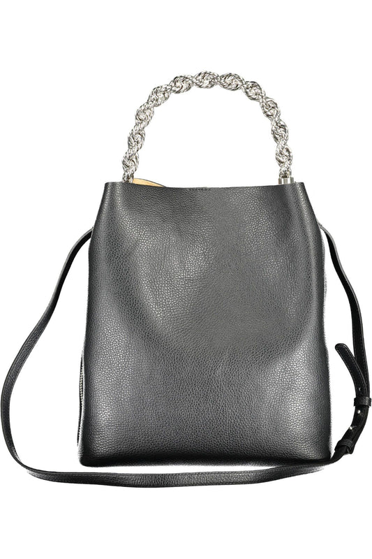 Chic Black Leather Chain-Handle Handbag