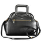 Chic Black Polyurethane Tote with Logo Detail
