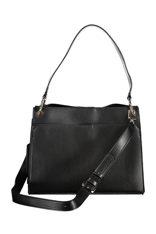 Chic Black Shoulder Bag with Contrasting Details