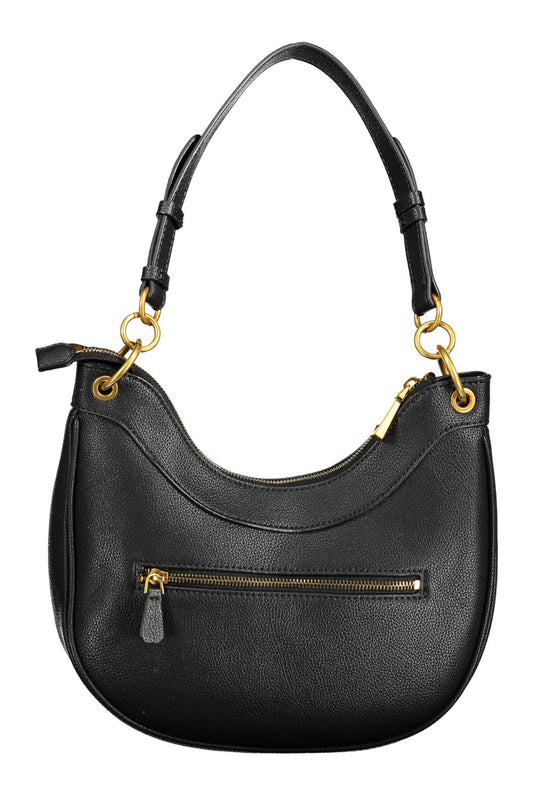 Elegant Black Shoulder Bag with Contrasting Details