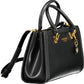 Elegant Black Polyurethane Handbag with Logo