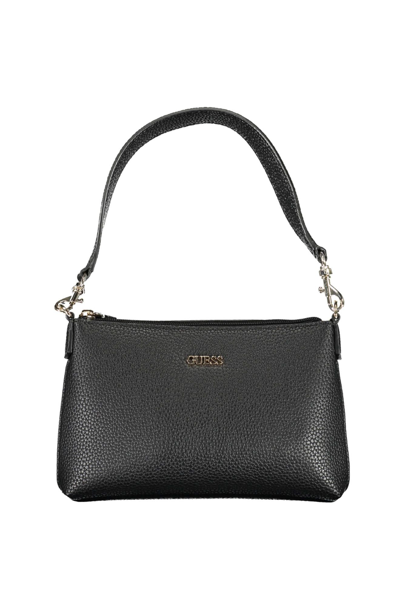 Elegant Black Shoulder Bag with Convertible Pochette