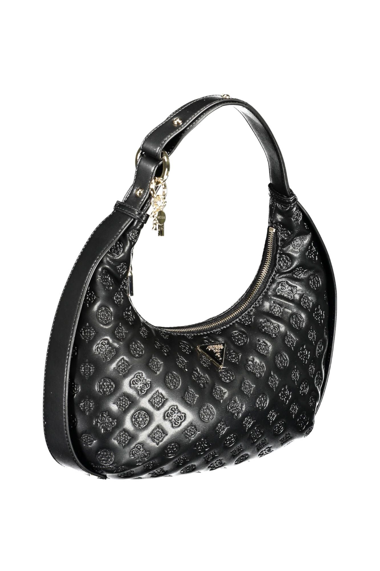 Chic Black Polyurethane Shoulder Handbag