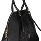 Elegant Black Leather Handbag with Logo Detail
