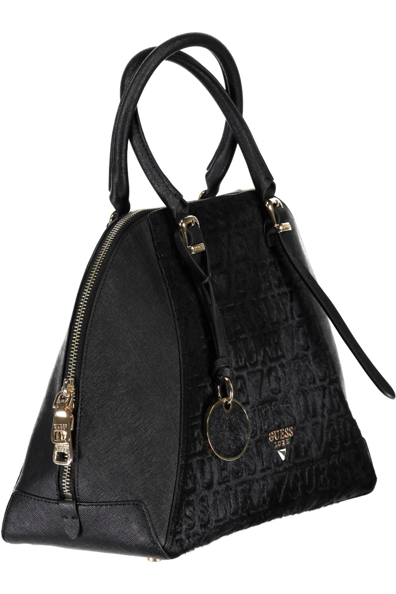 Elegant Black Leather Handbag with Logo Detail