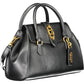 Chic Black Expandable Handbag with Contrasting Details