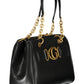 Chic Black Contrasting Detail Dual-Handle Bag