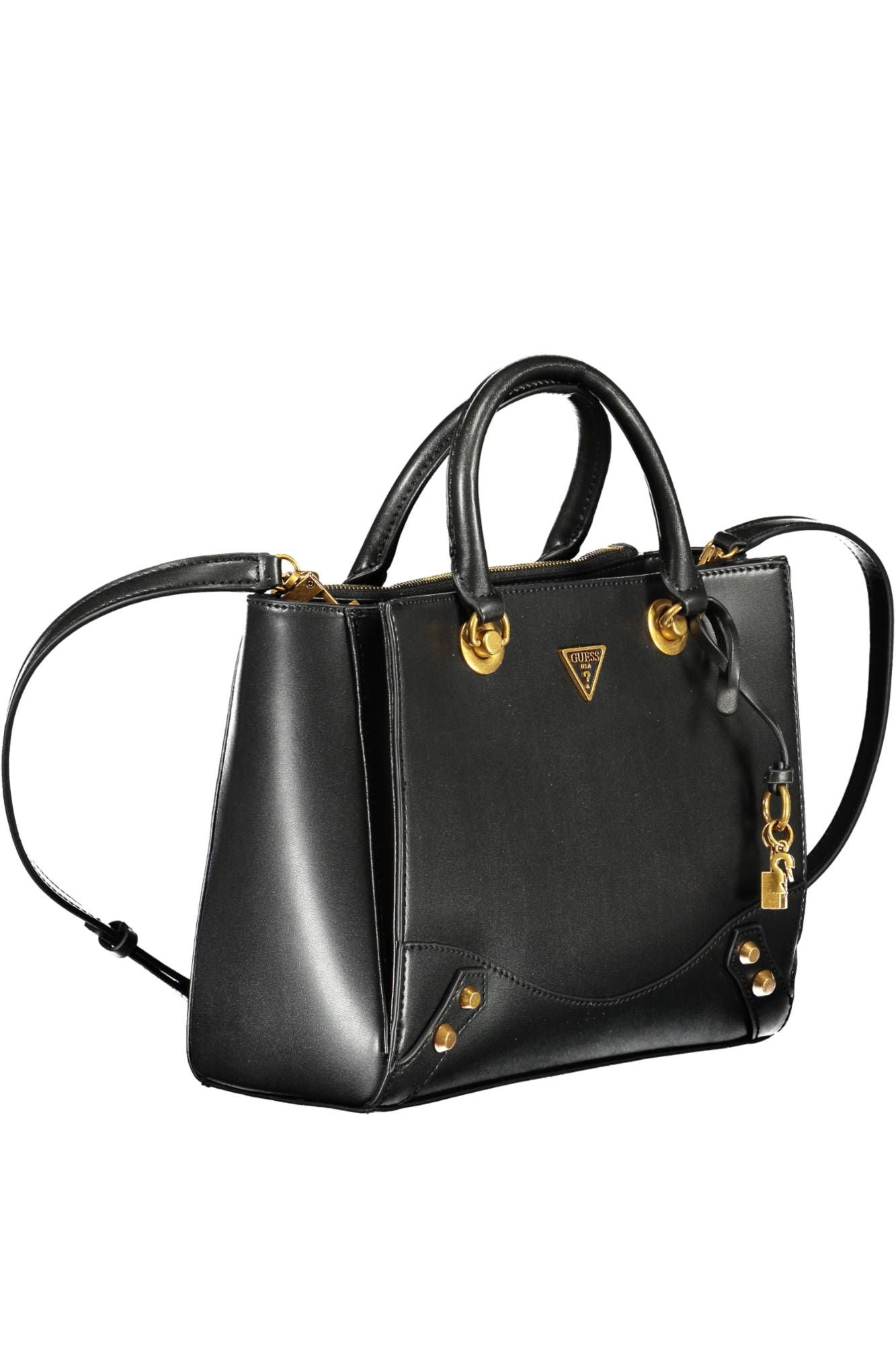 Elegant Black Handbag with Contrasting Details