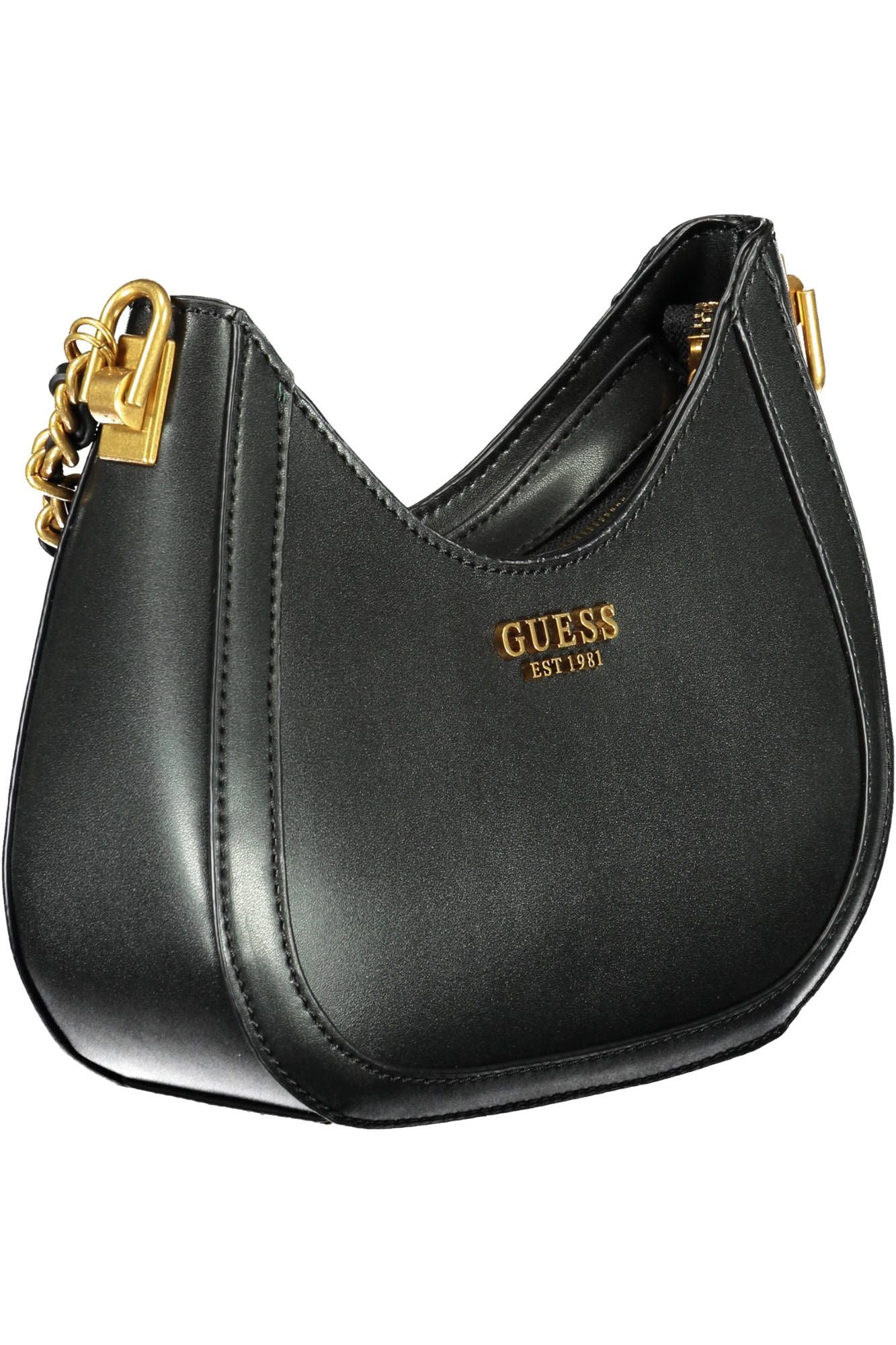 Elegant Black Shoulder Bag with Contrasting Details