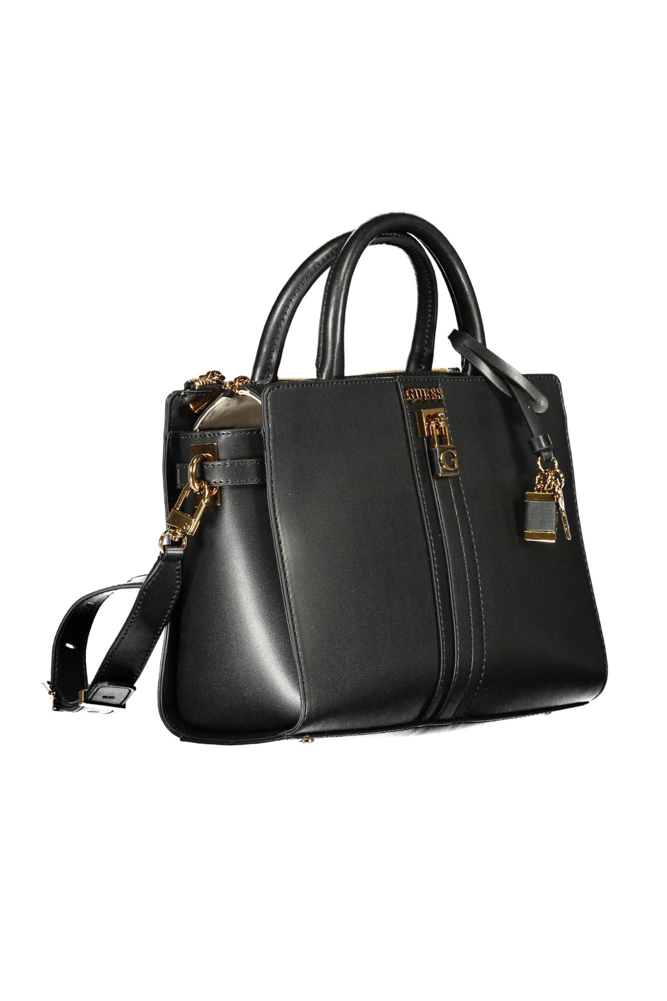 Chic Black Double Handle Handbag with Strap