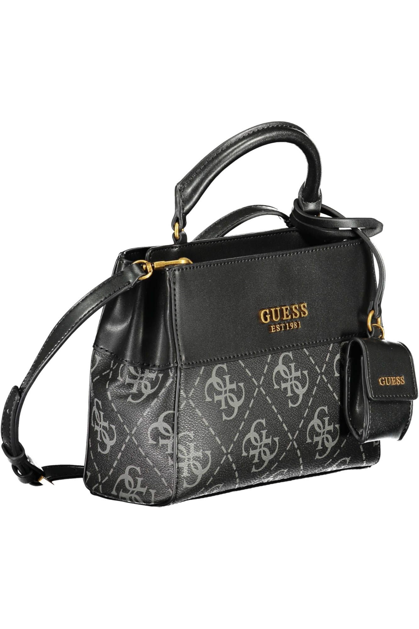 Elegant Black Guess Handbag with Removable Coin Purse