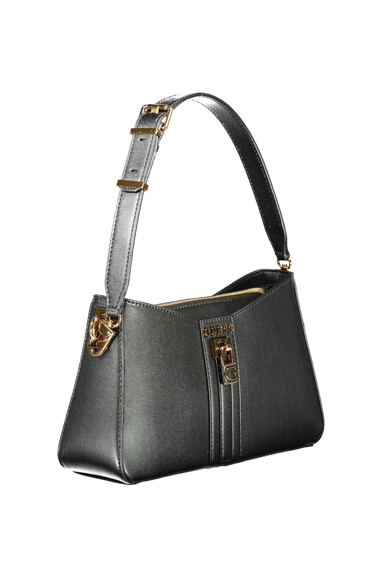 Chic Black Contrasting Detail Shoulder Handbag