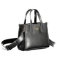 Elegant Black Polyurethane Handbag with Logo Detail