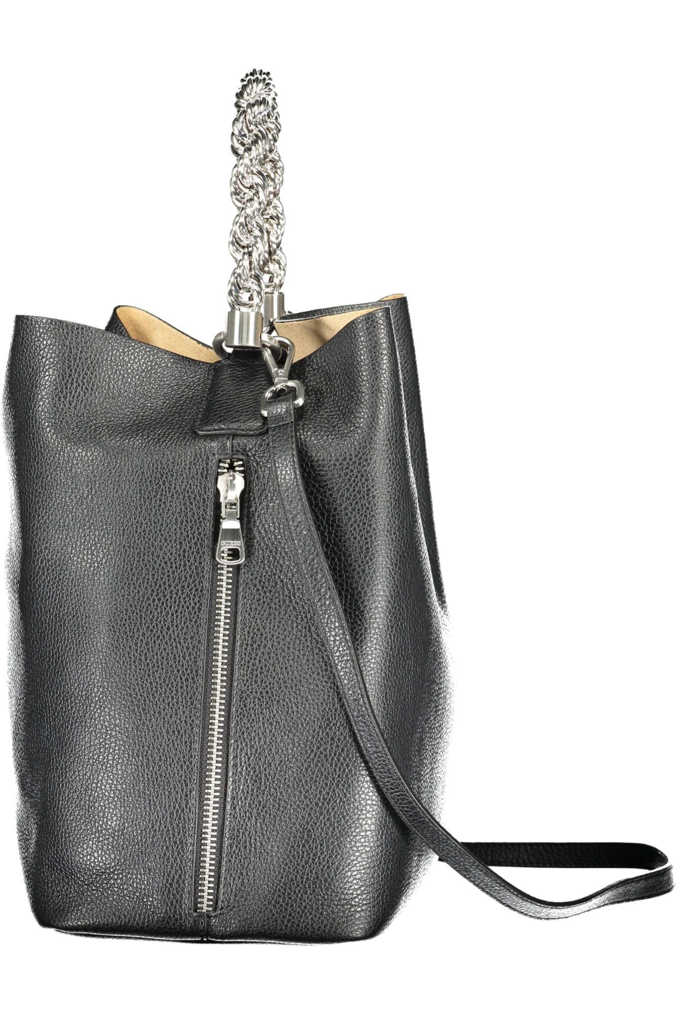 Chic Black Leather Chain-Handle Handbag