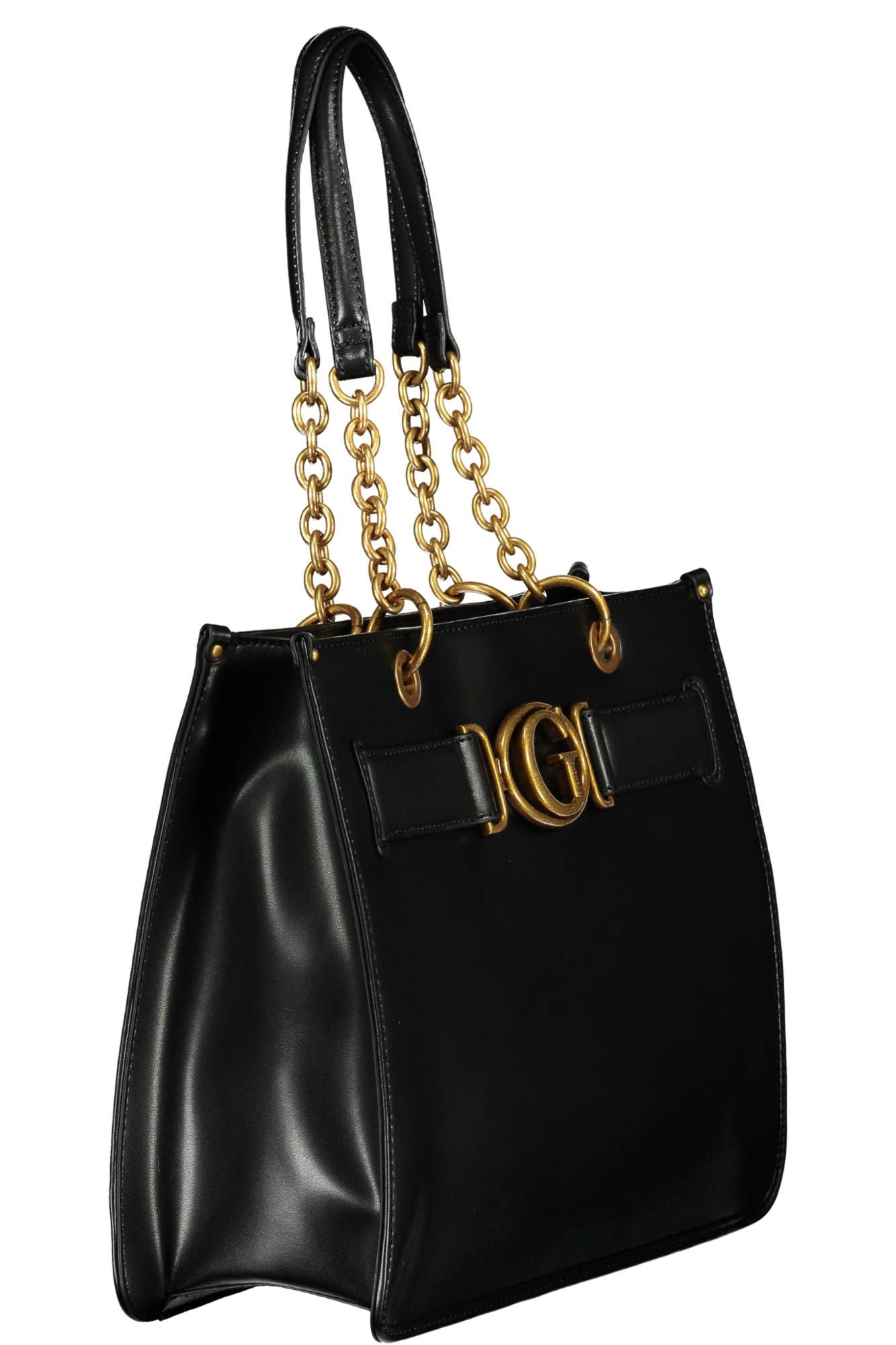 Elegant Black Shoulder Bag with Contrasting Details