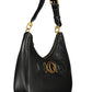 Chic Black Shoulder Bag with Contrasting Details