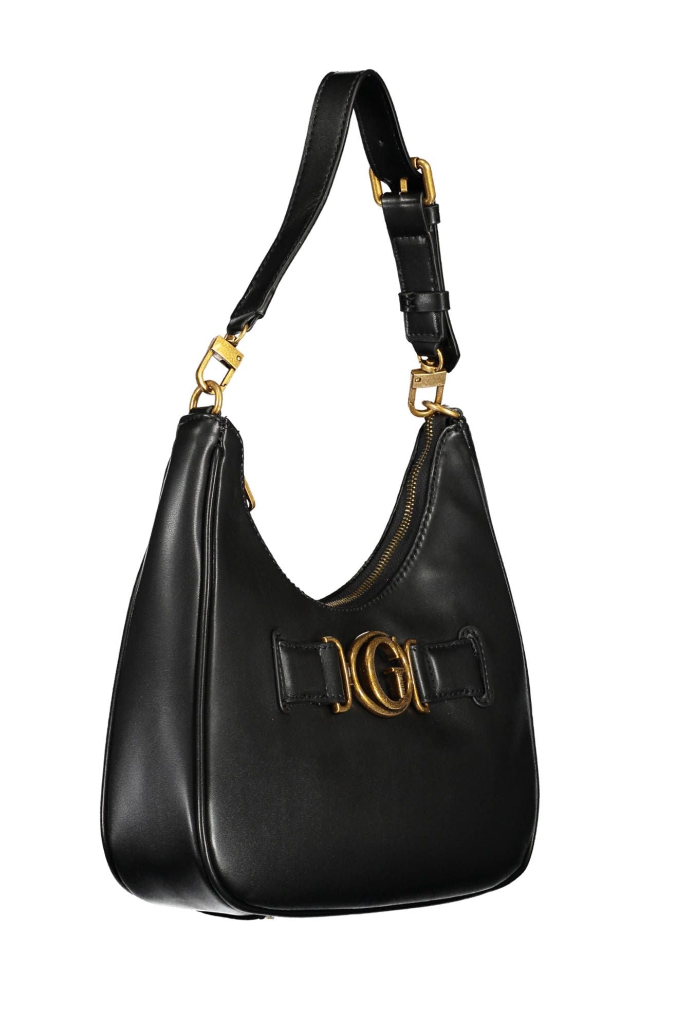 Chic Black Shoulder Bag with Contrasting Details