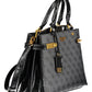 Elegant Black Cotton Handbag with Contrasting Details
